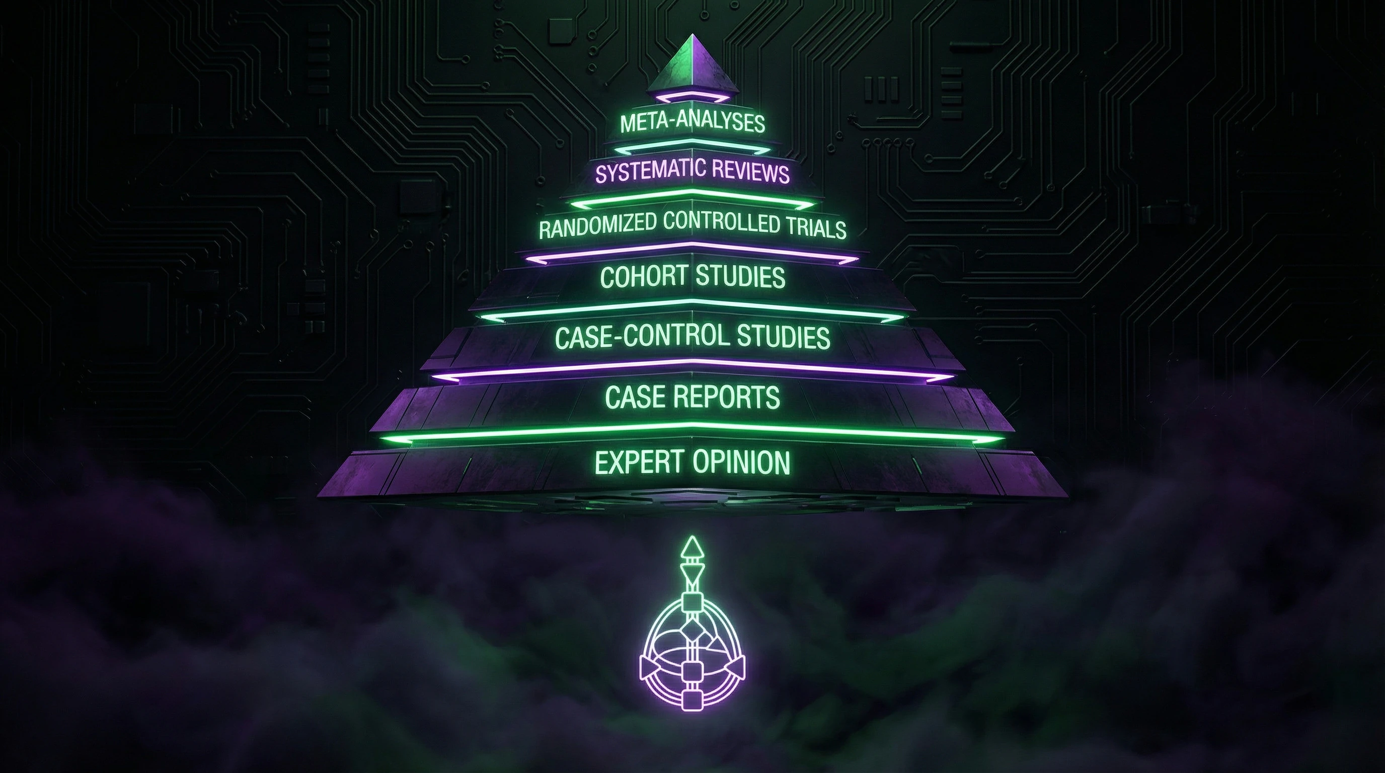 Pyramid of scientific evidence hierarchy showing Human Design's position