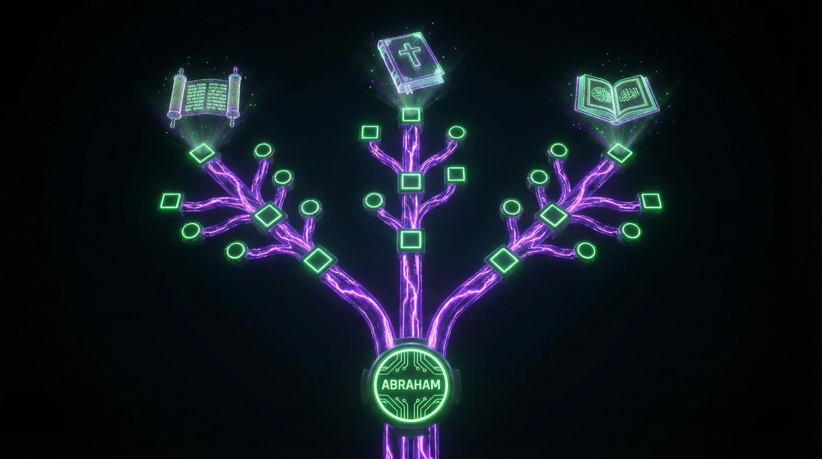 Schematic representation of the genealogical tree of Abrahamic religions from a common patriarch
