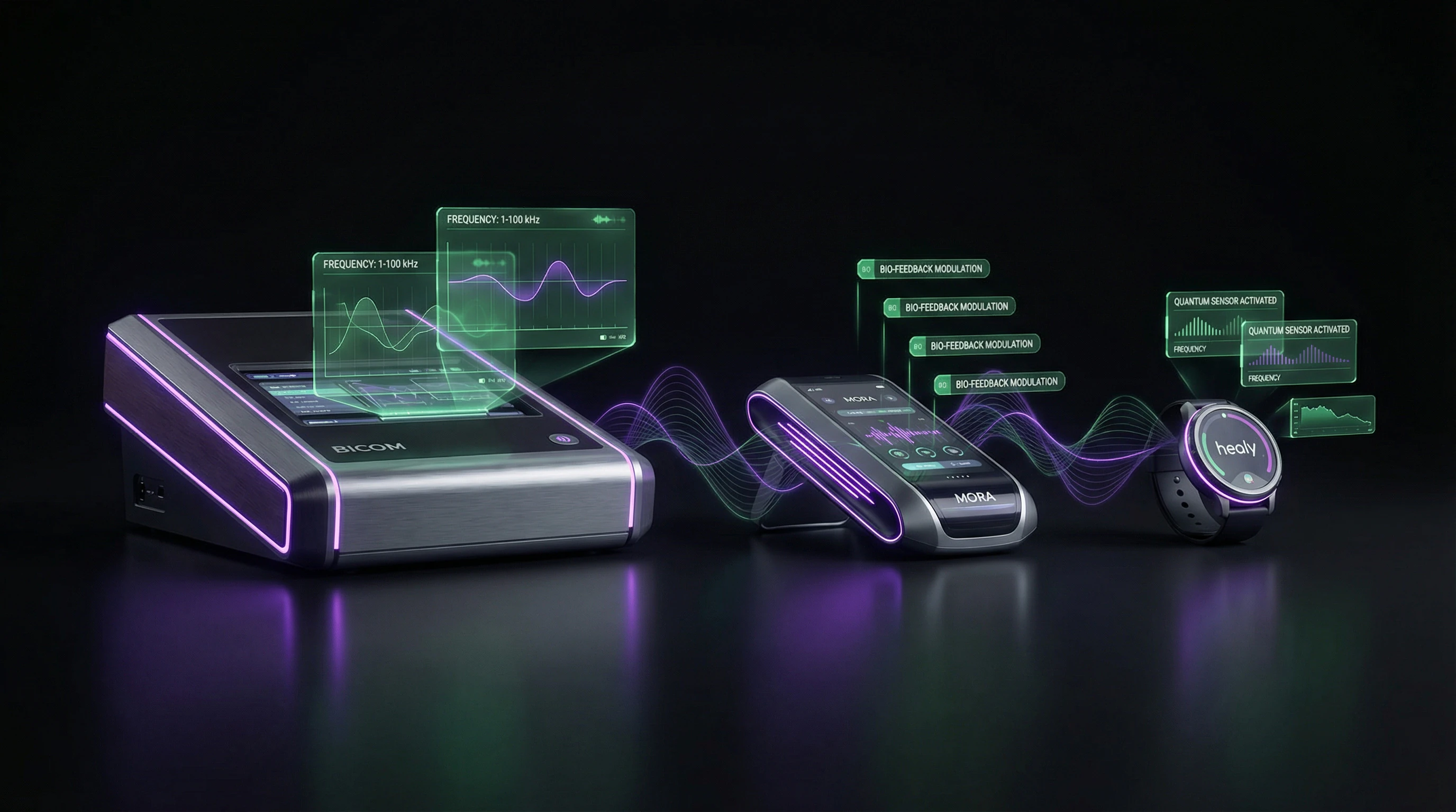 Comparative table of bioresonance therapy devices BICOM, MORA, and Healy