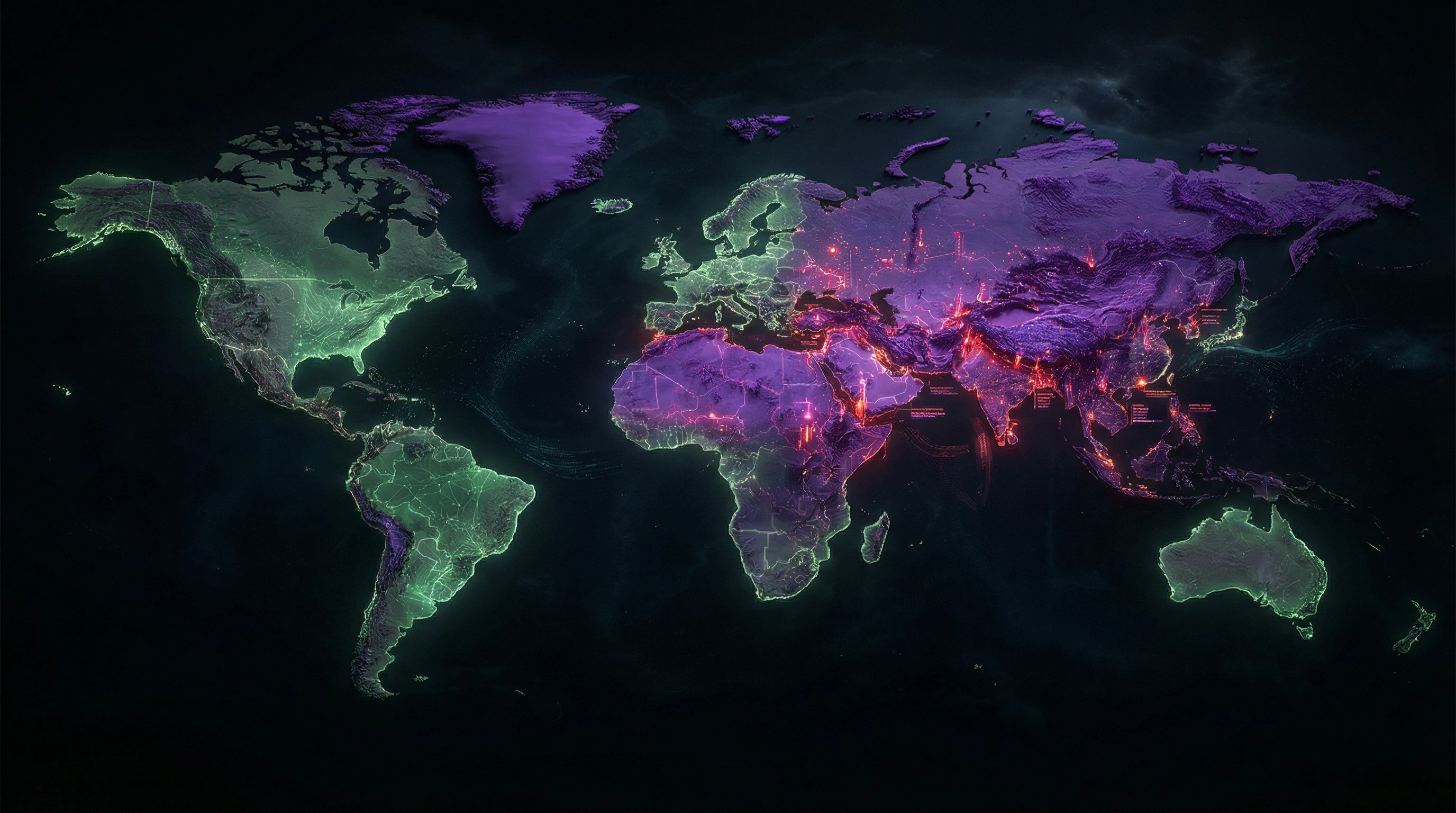 World map highlighting regions of Christian persecution by intensity levels