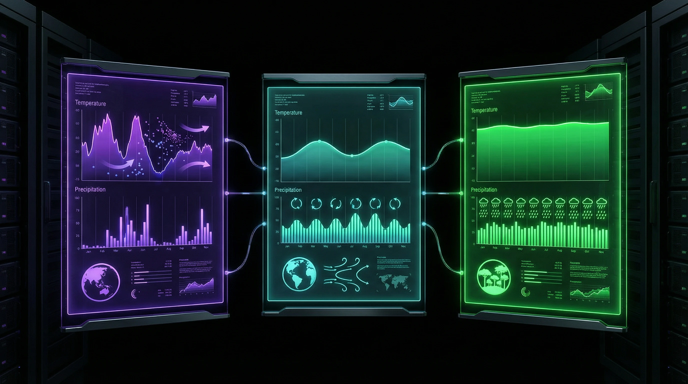 Comparative diagram of continental, oceanic, and tropical climates