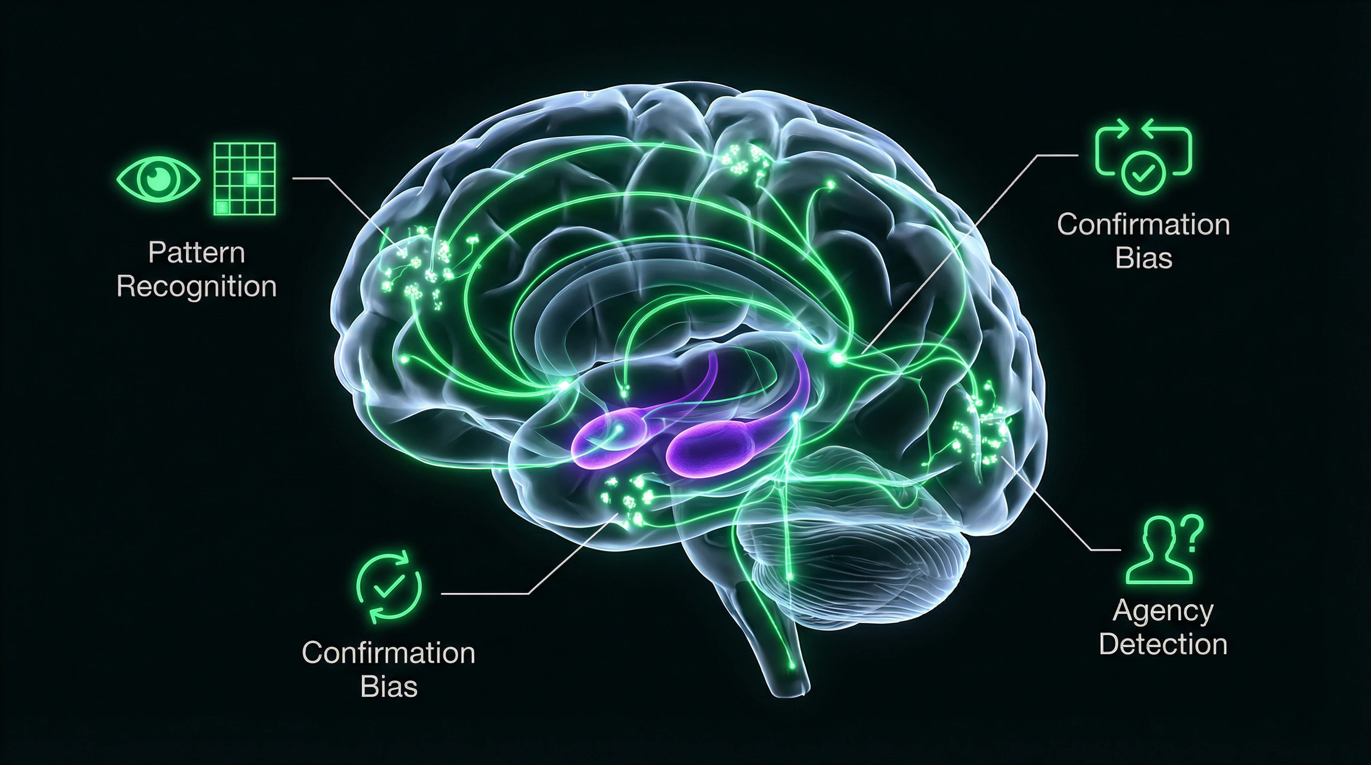 Diagram of cognitive mechanisms of conspiratorial thinking