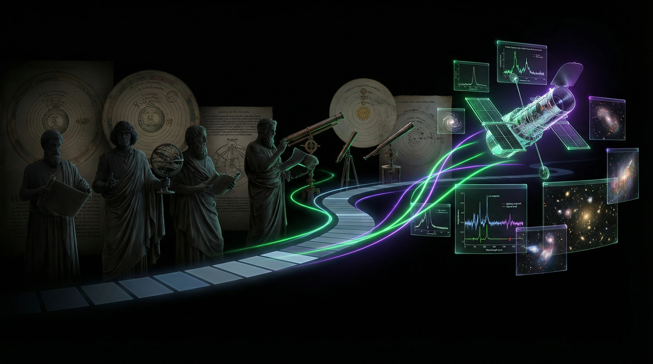 Timeline of cosmology's development from Aristotle to Hubble