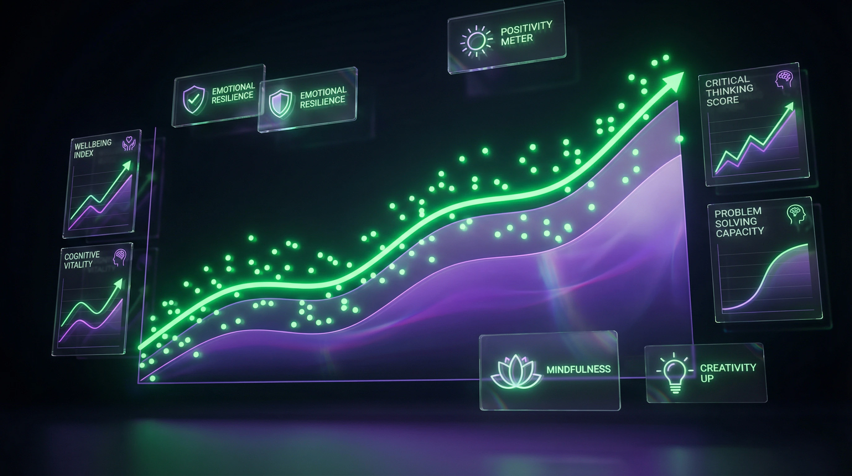 Graph showing correlation between critical thinking level and well-being indicators