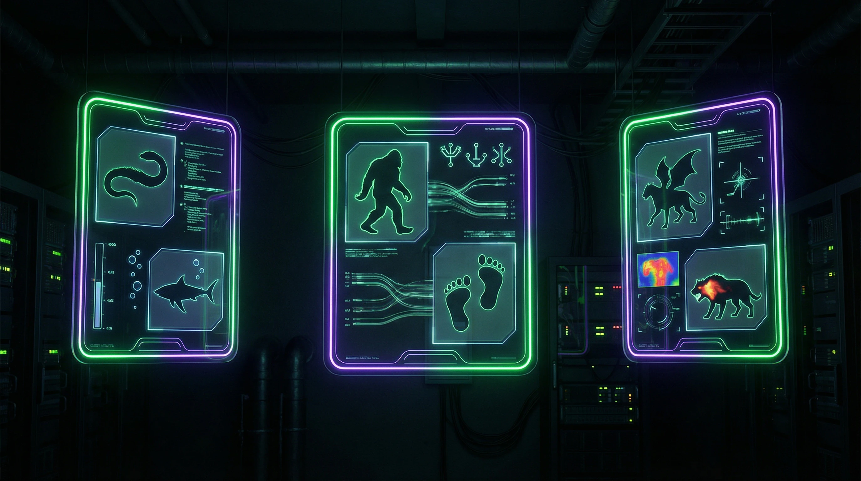 Схема классификации криптидов по категориям: реликтовые гоминиды, водные существа, неизвестные хищники