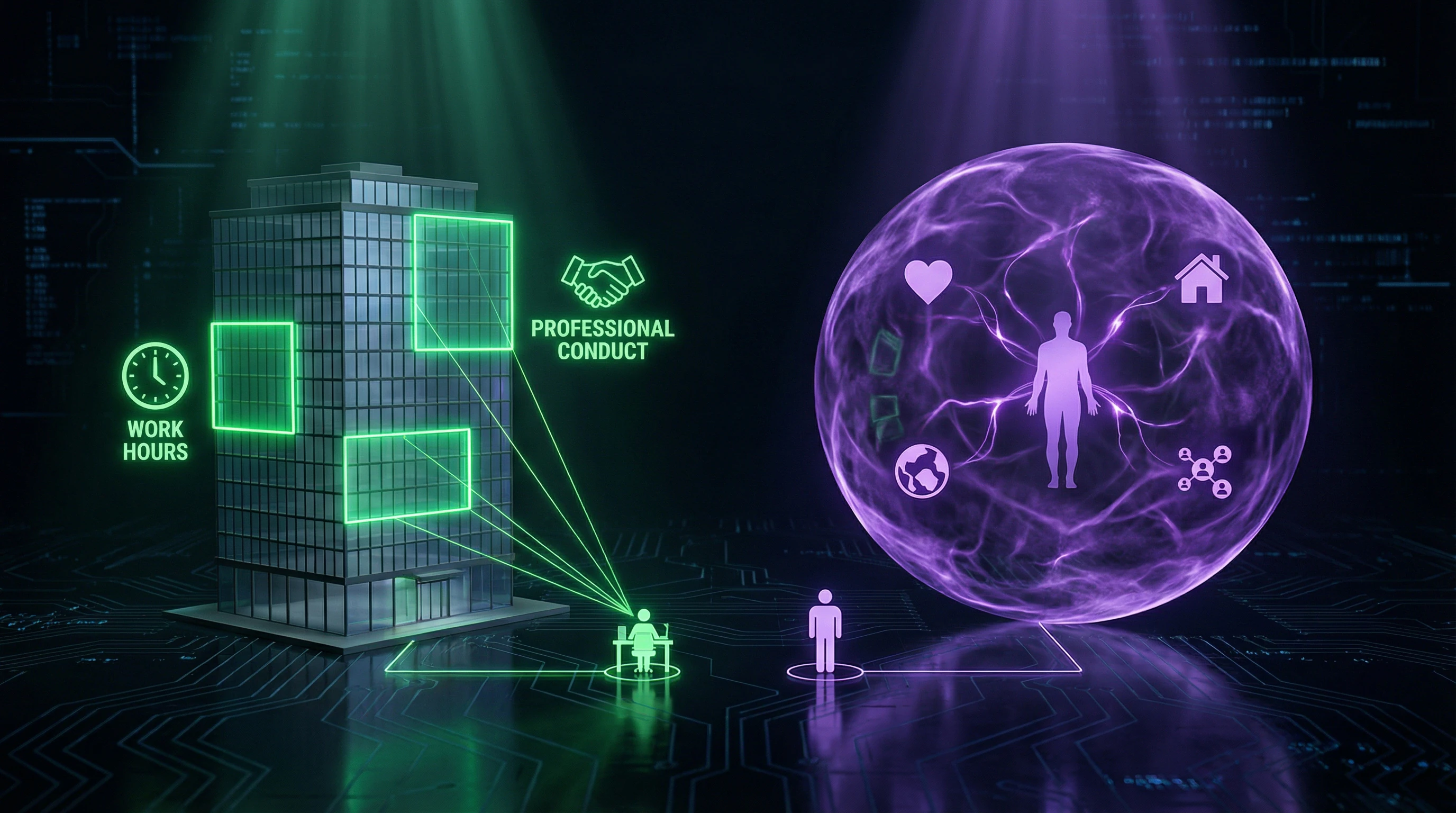 Comparative diagram of control scope in corporations and cults
