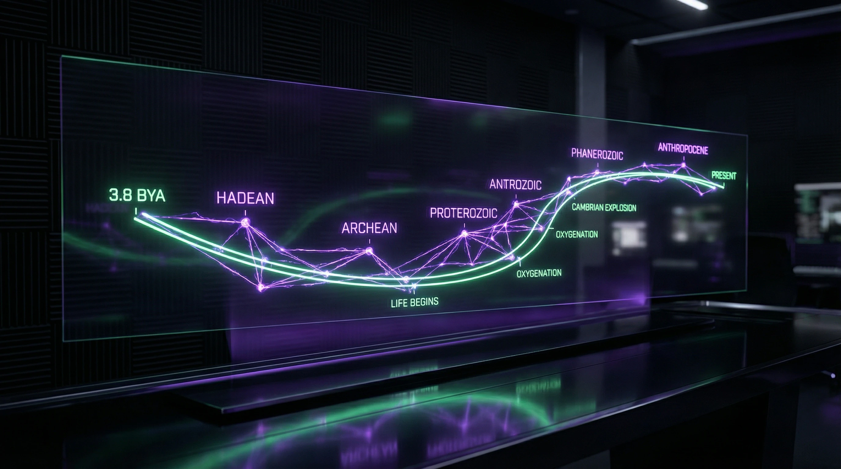 Chronological timeline of life's evolution from 3.8 billion years ago to the present