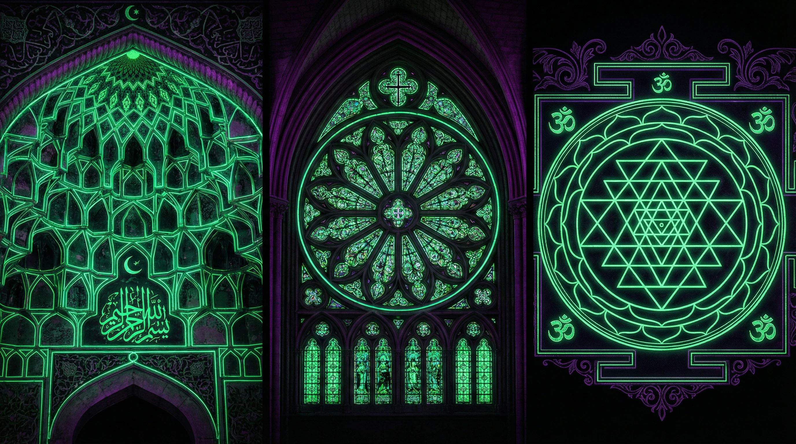 Comparative table of geometric symbols in Islamic, Christian, and Hindu traditions