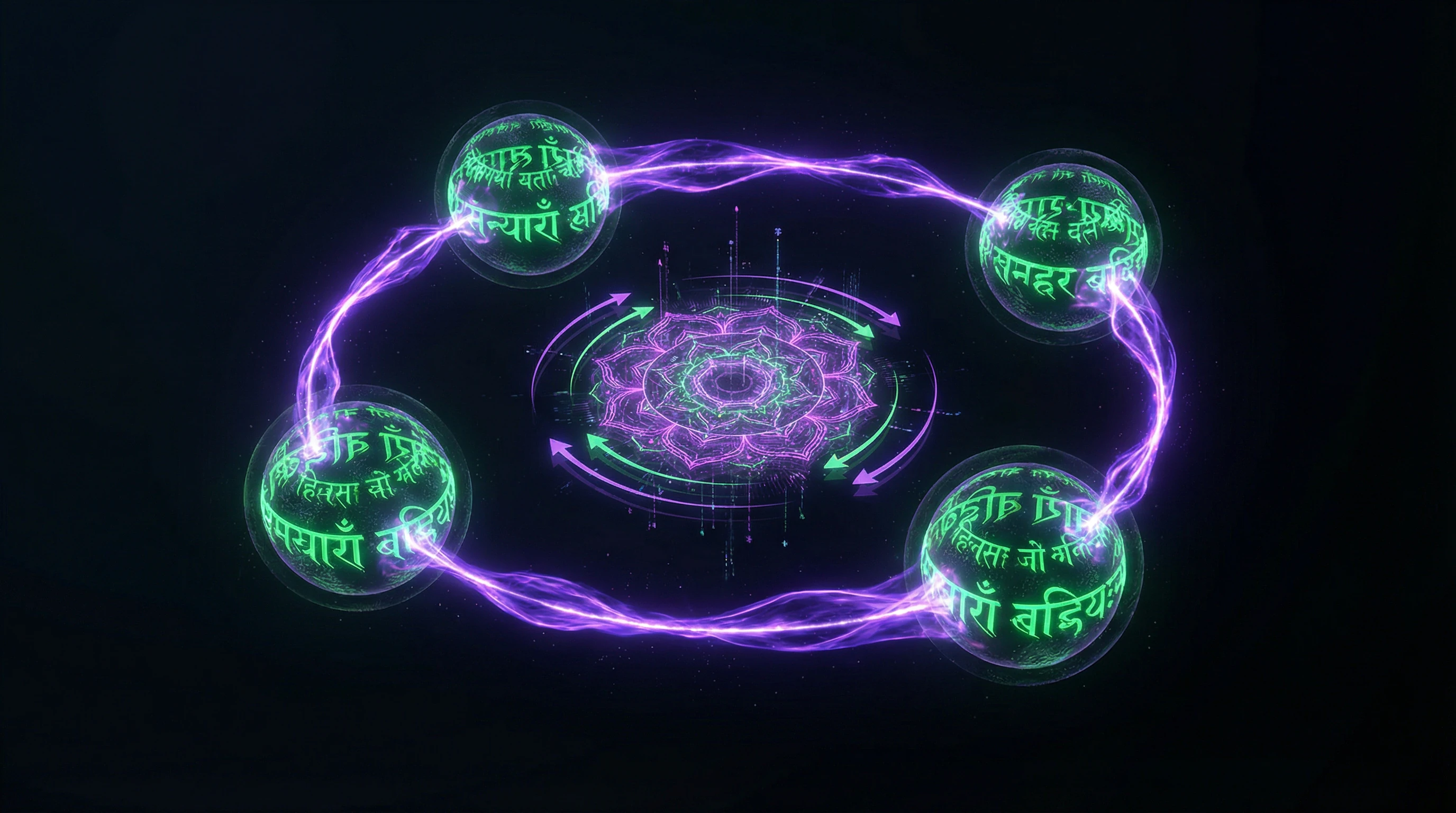 Diagram of the interconnection between dharma, karma, samsara, and moksha