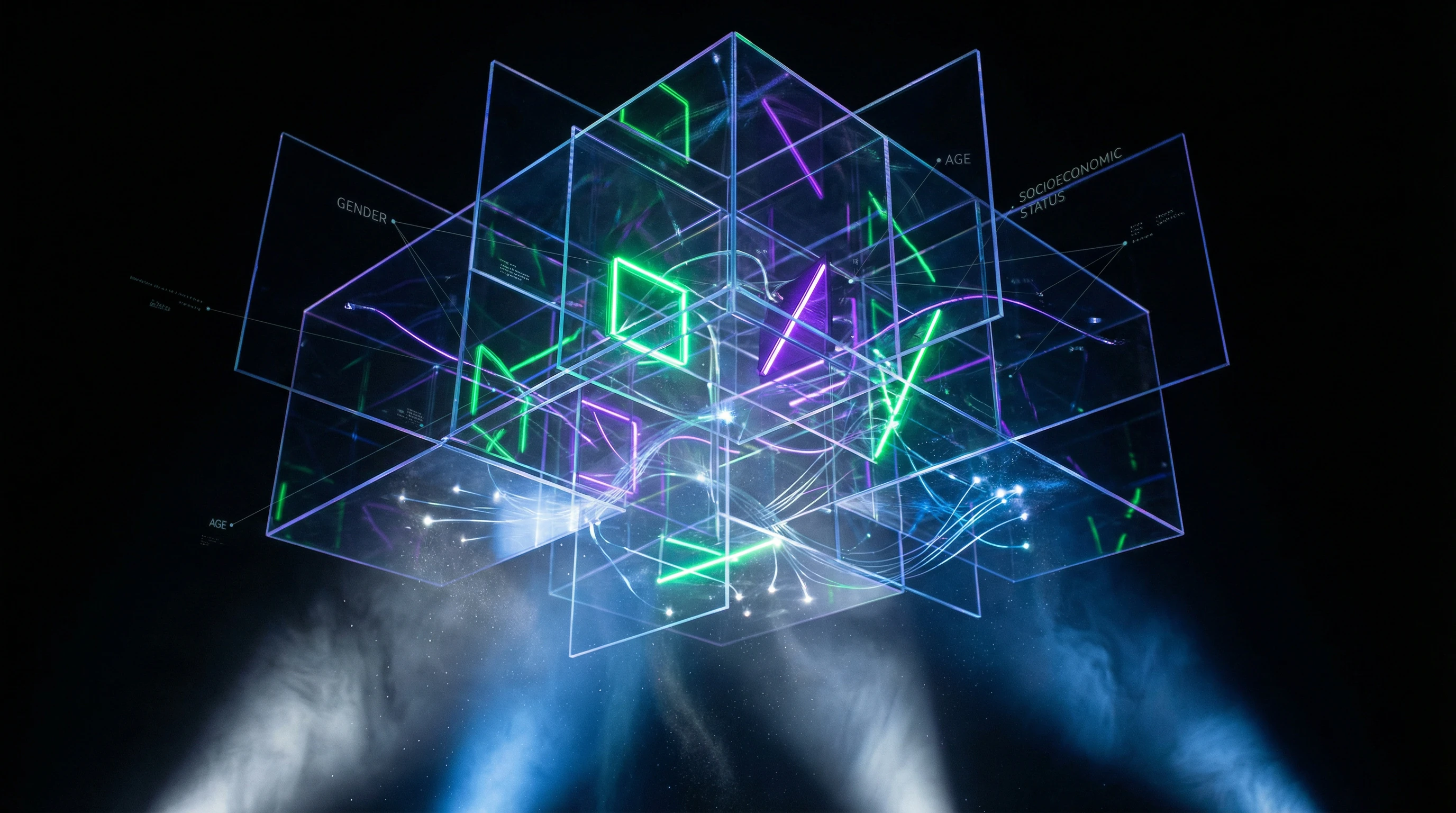 Multi-layered diagram of educational barriers by gender, age, and socioeconomic status