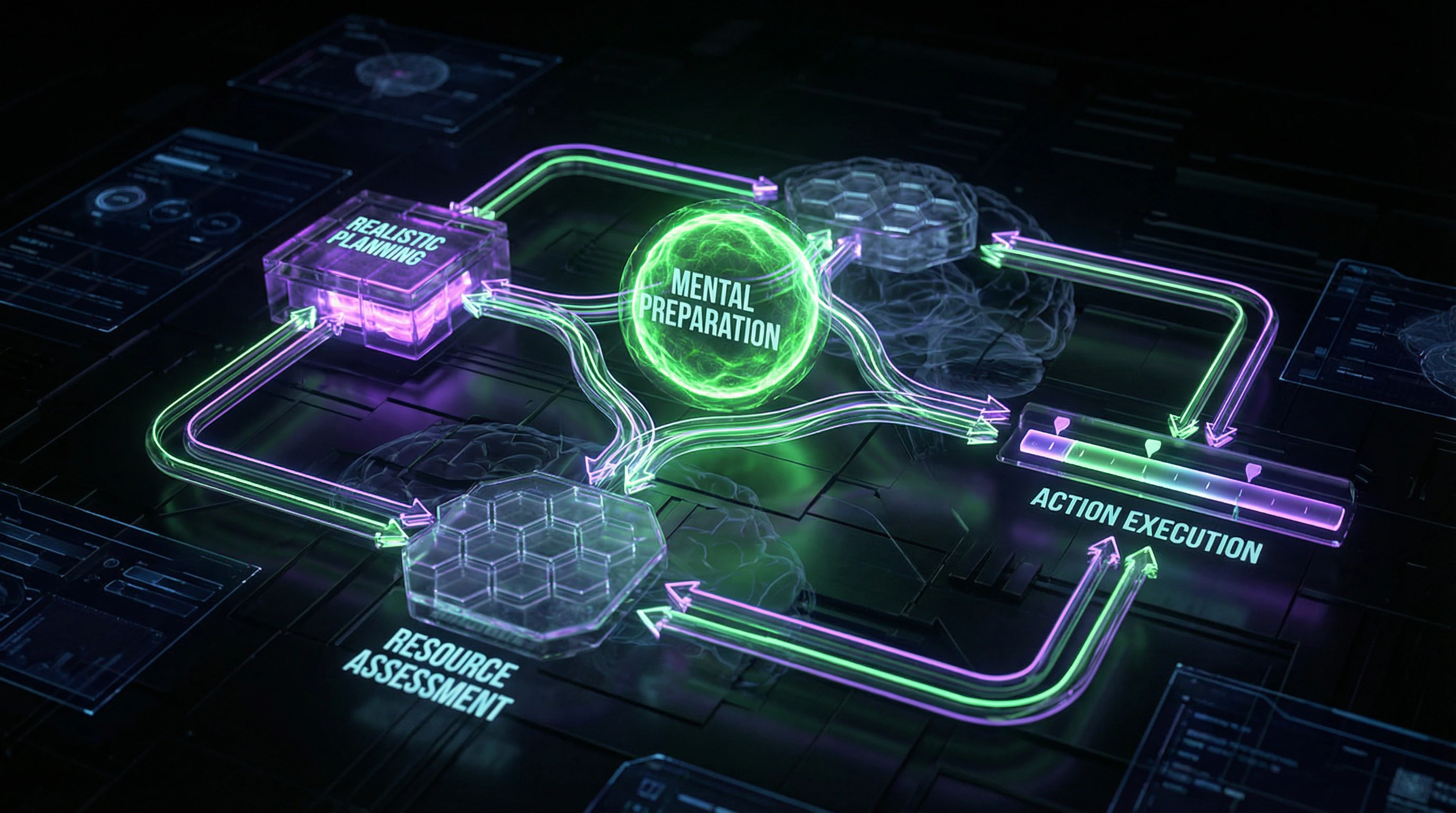 Diagram of integrating mental practices with concrete actions