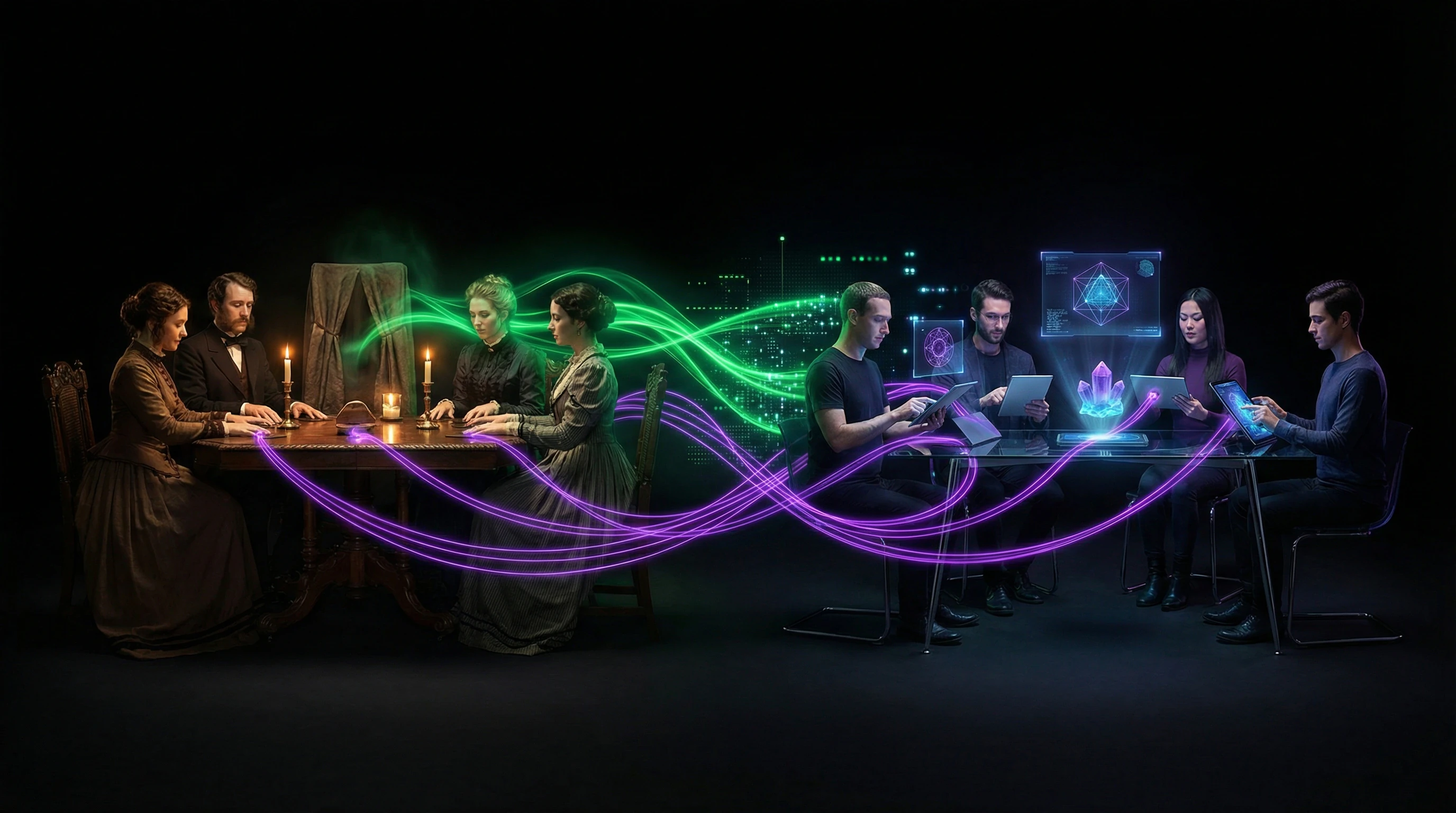 Timeline of the evolution of spiritualist practices from the nineteenth century to the present