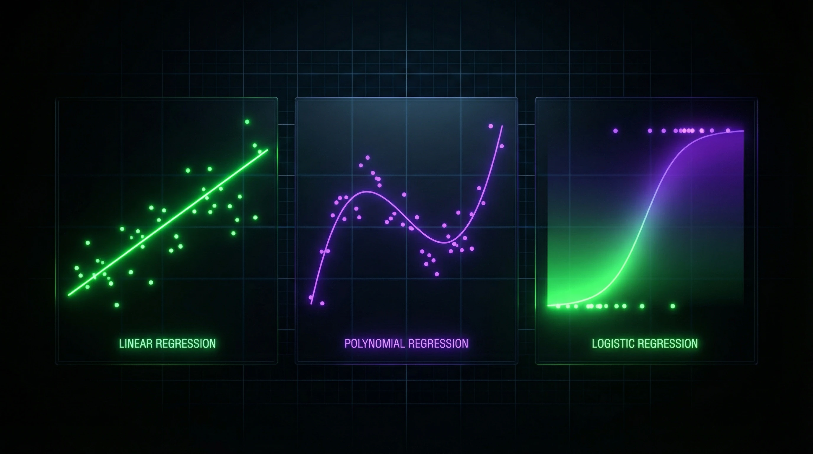 Comparison of linear, polynomial, and logistic regression in feature space