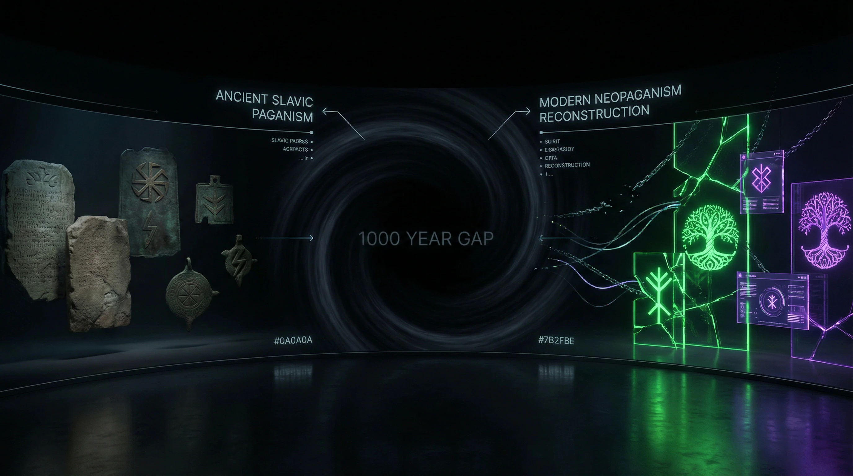 Diagram showing the absence of historical continuity between ancient and modern paganism