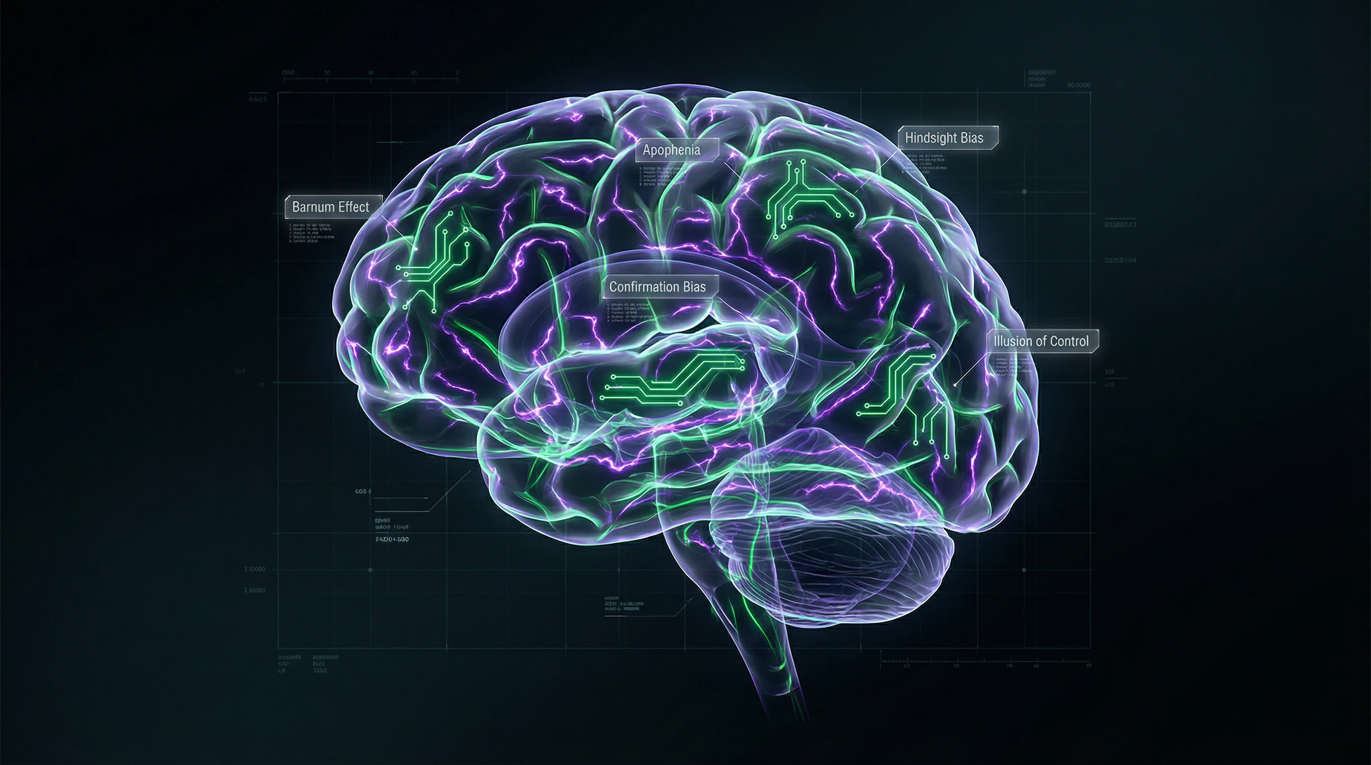 Diagram of cognitive biases supporting belief in numerology