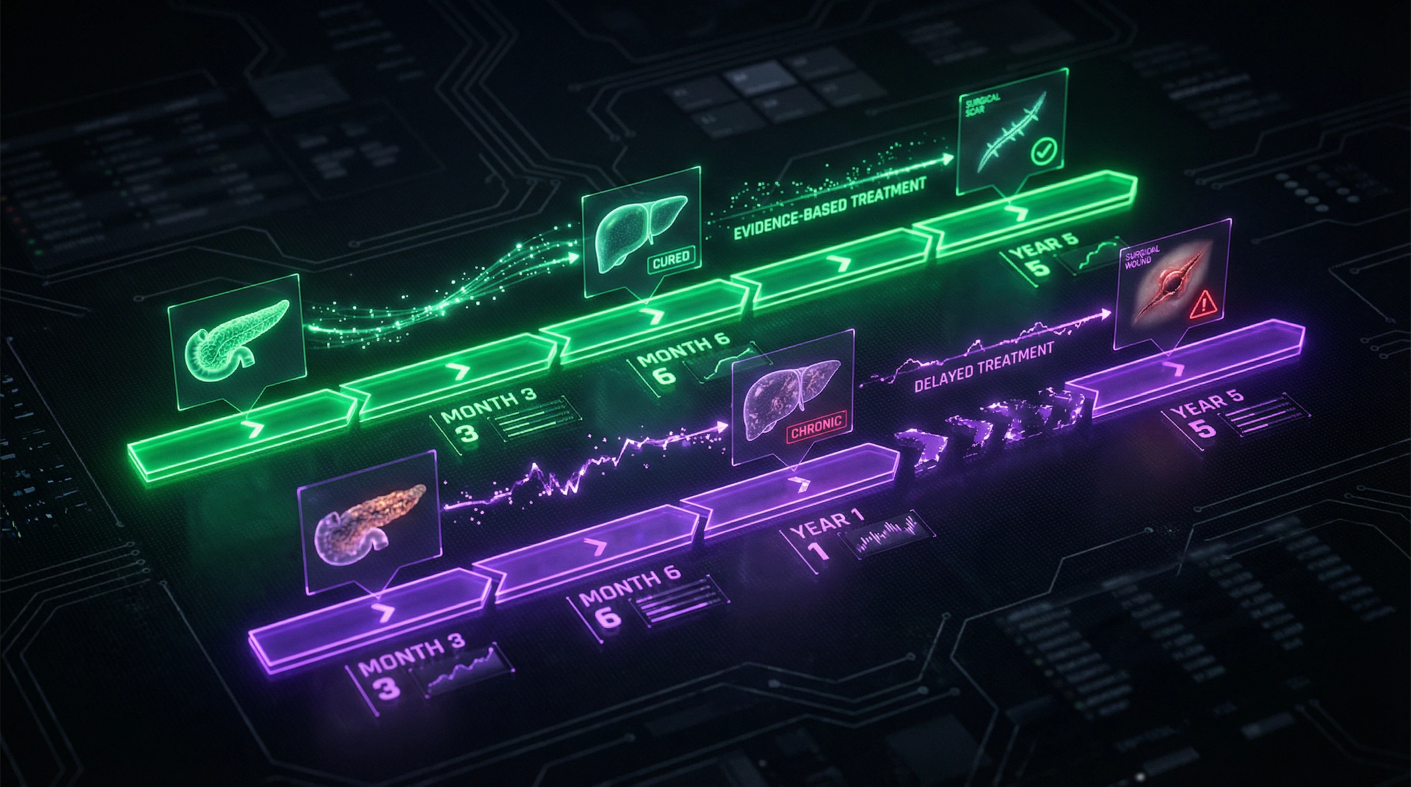Timeline of complications development with delayed treatment