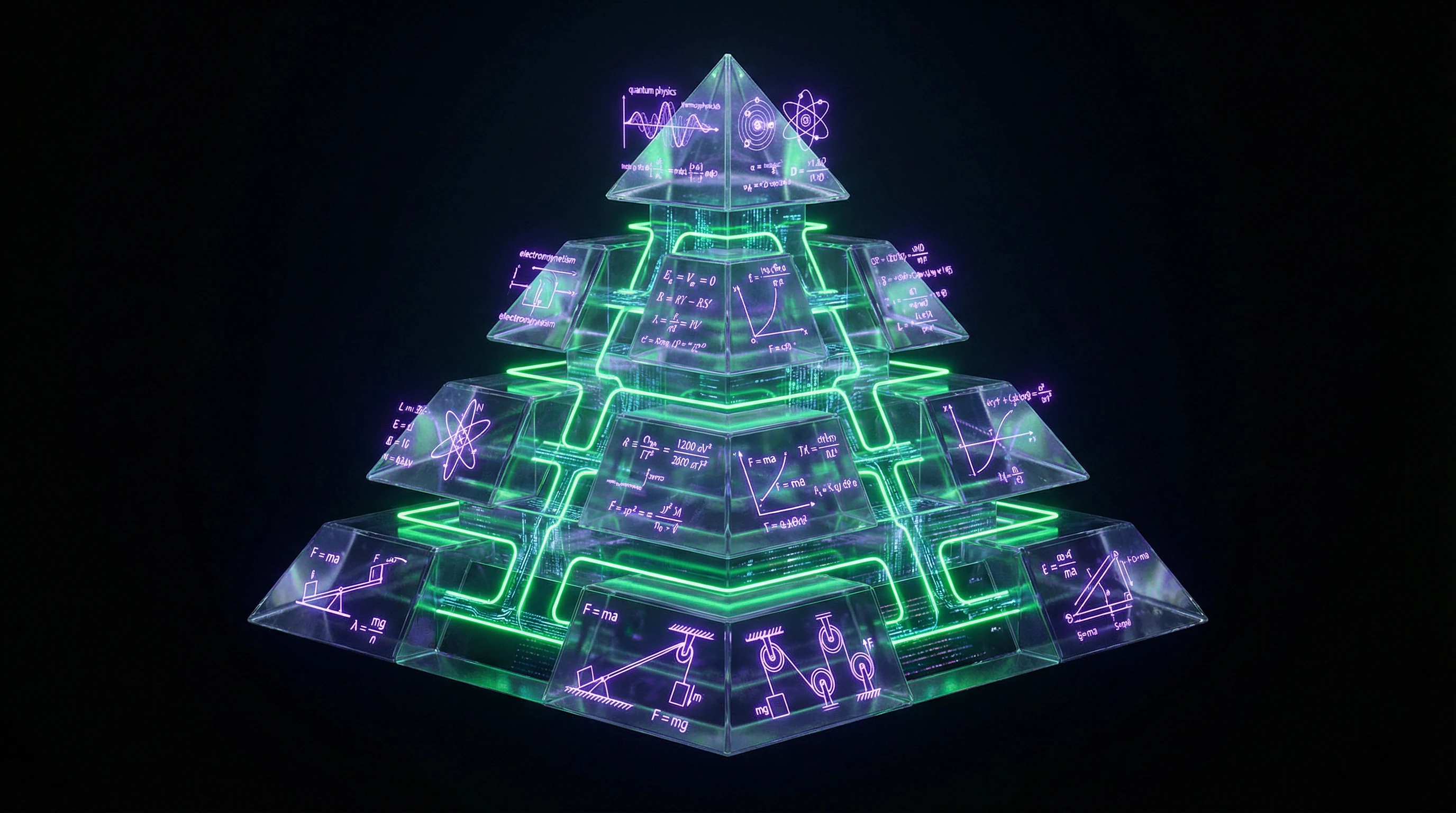 Diagram of modular structure of university physics course with transitions between levels