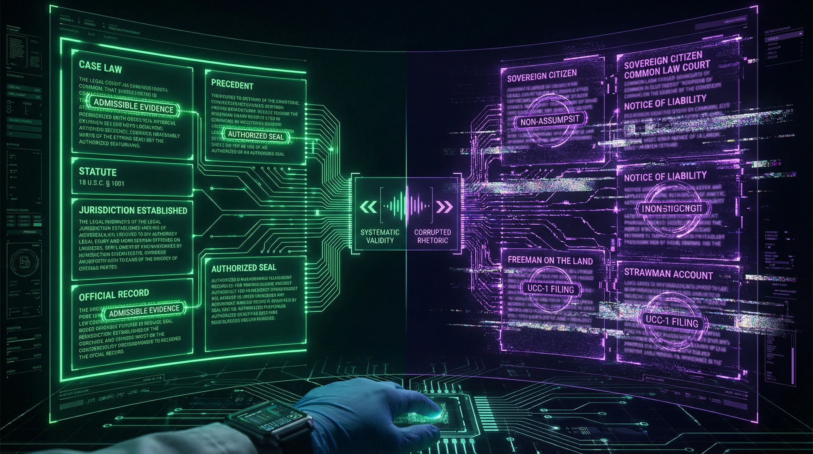 Comparative table of linguistic markers in pseudo-legal versus legitimate legal texts