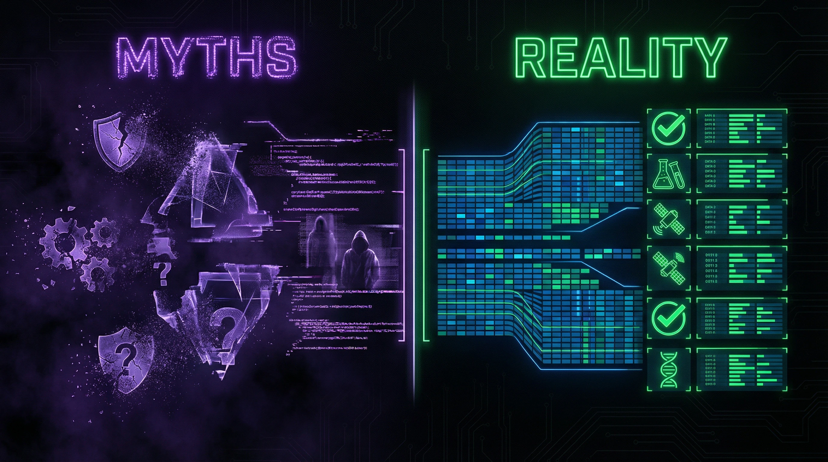 Comparative table of myths about pseudoscience and reality