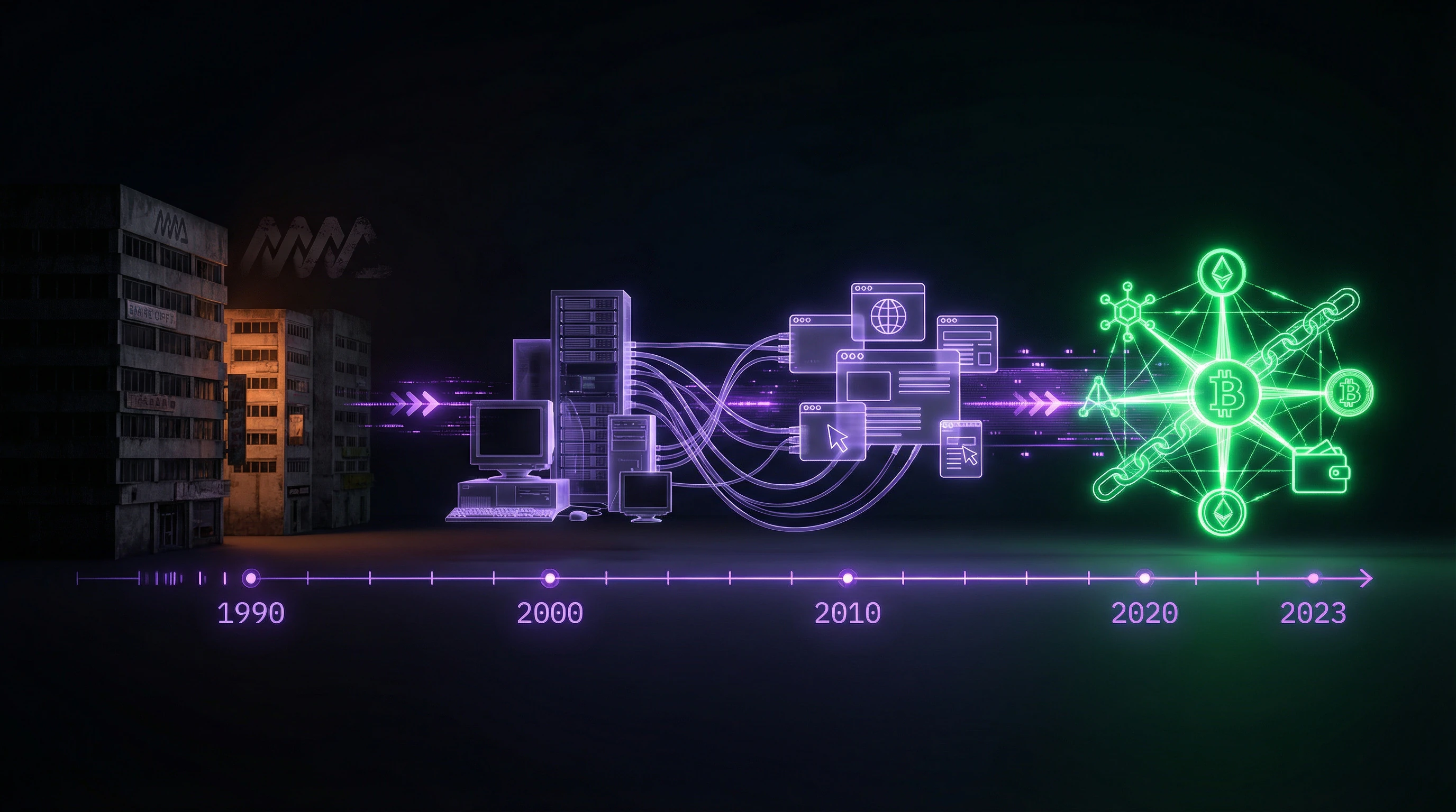 Timeline of financial pyramid evolution from MMM to crypto scams