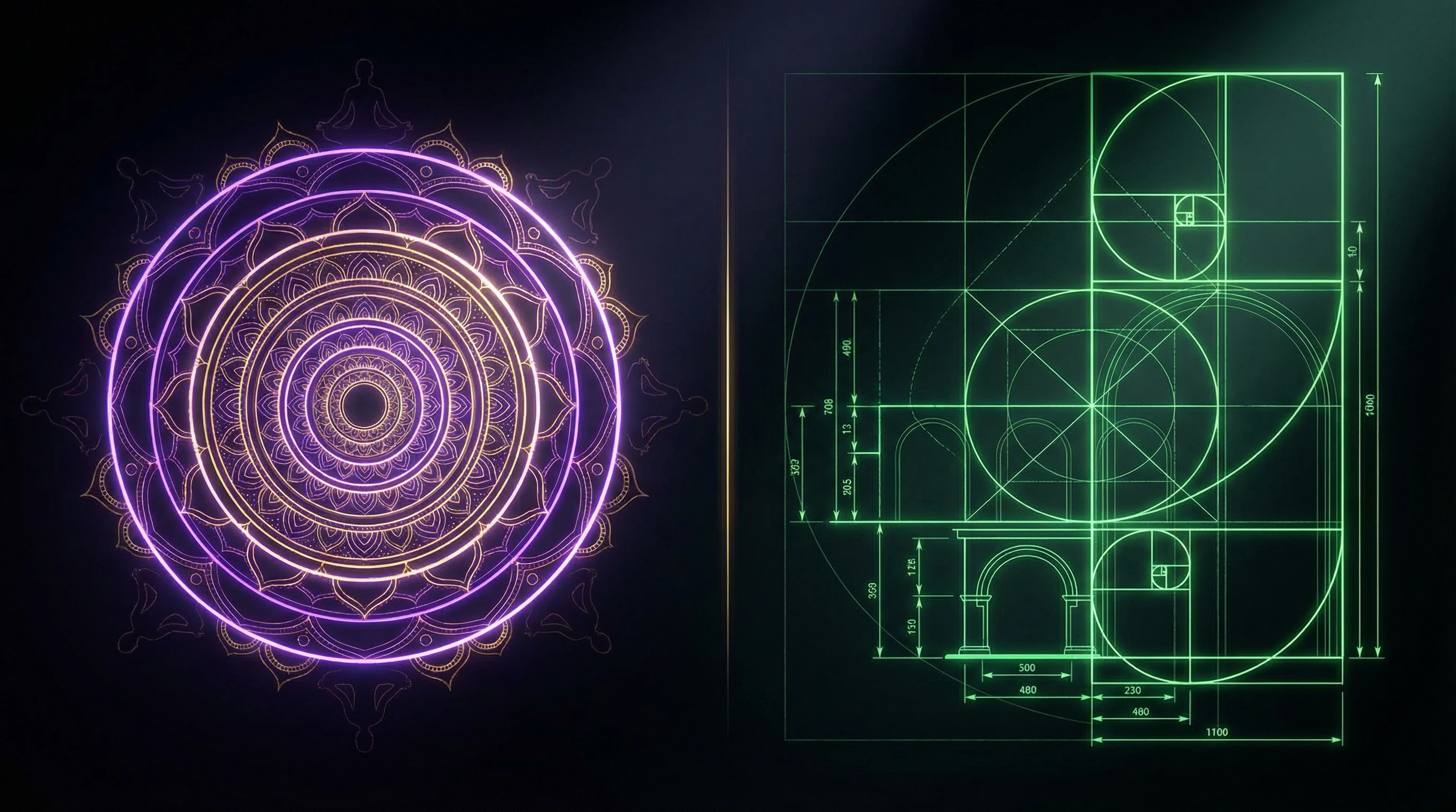 Comparative diagram of Eastern mandalas and Western geometric canons