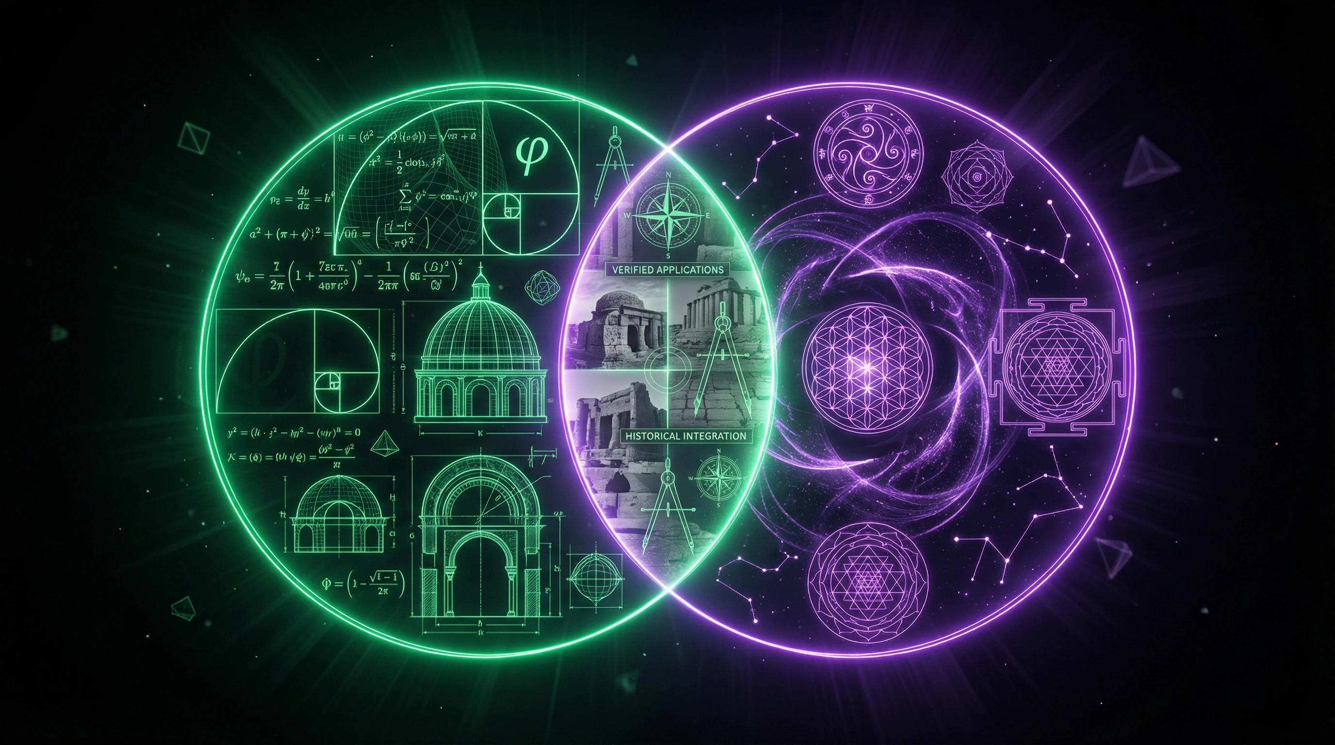 Diagram delineating scientific and esoteric approaches to sacred geometry