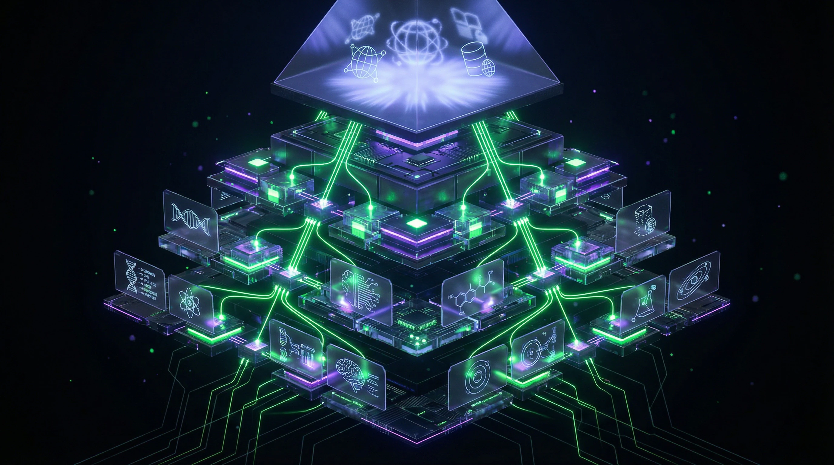 Hierarchical diagram of scientific databases with division by coverage and specialization