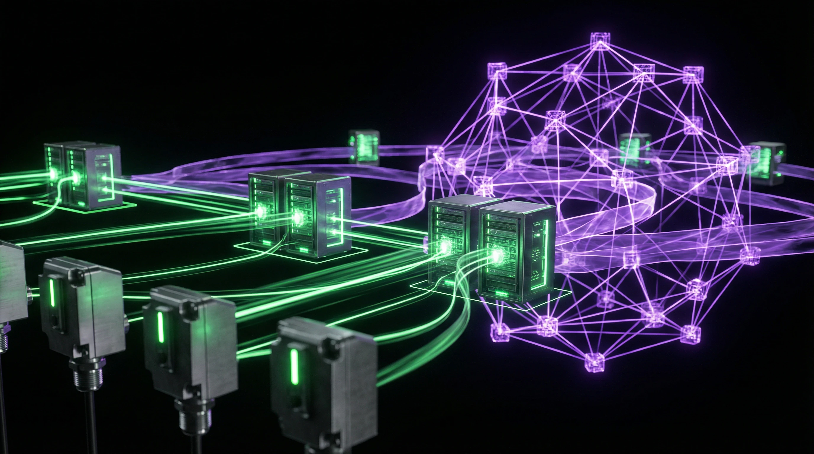 Diagram of hybrid IoT architecture with blockchain gateways and cryptographic nodes