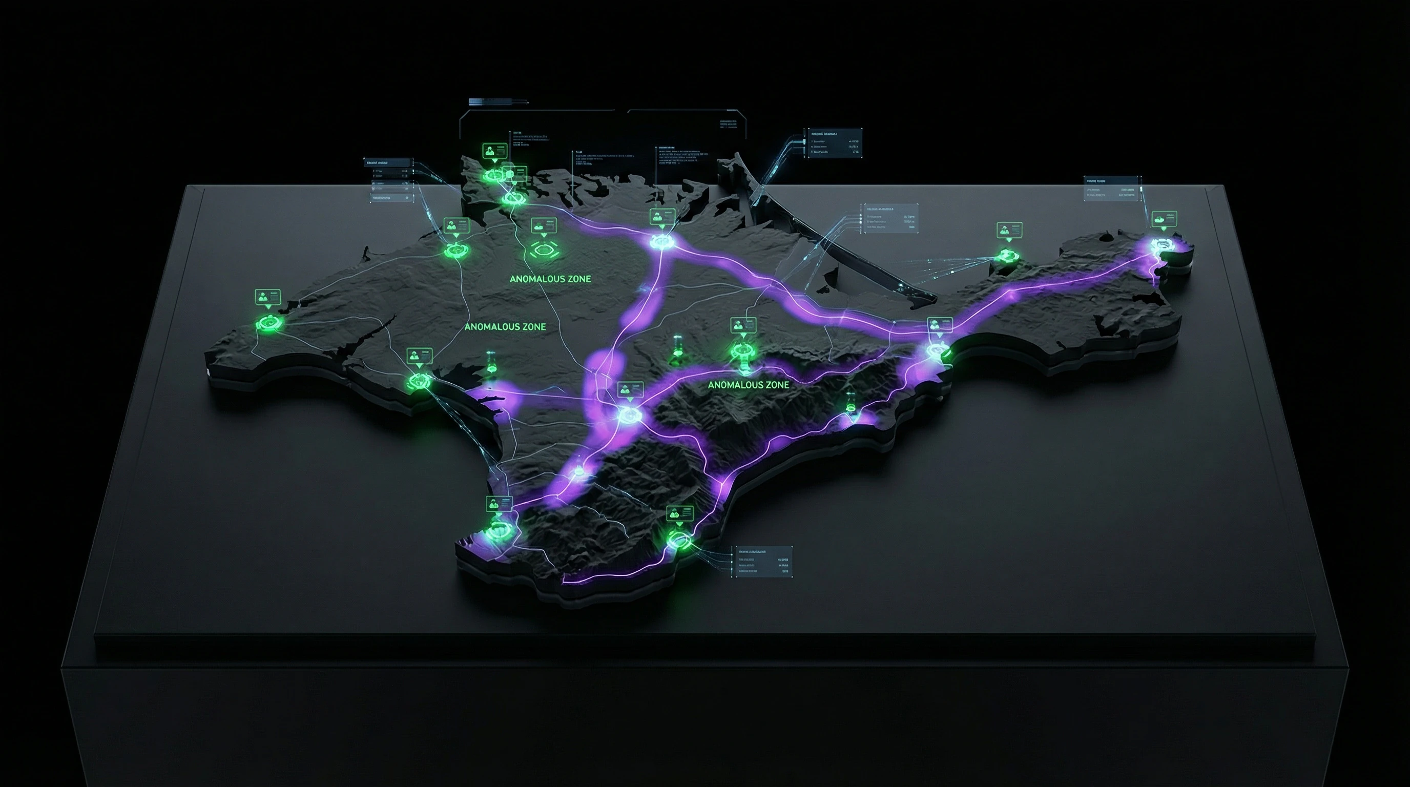 Map of Crimea with marked locations of ufological hoaxes