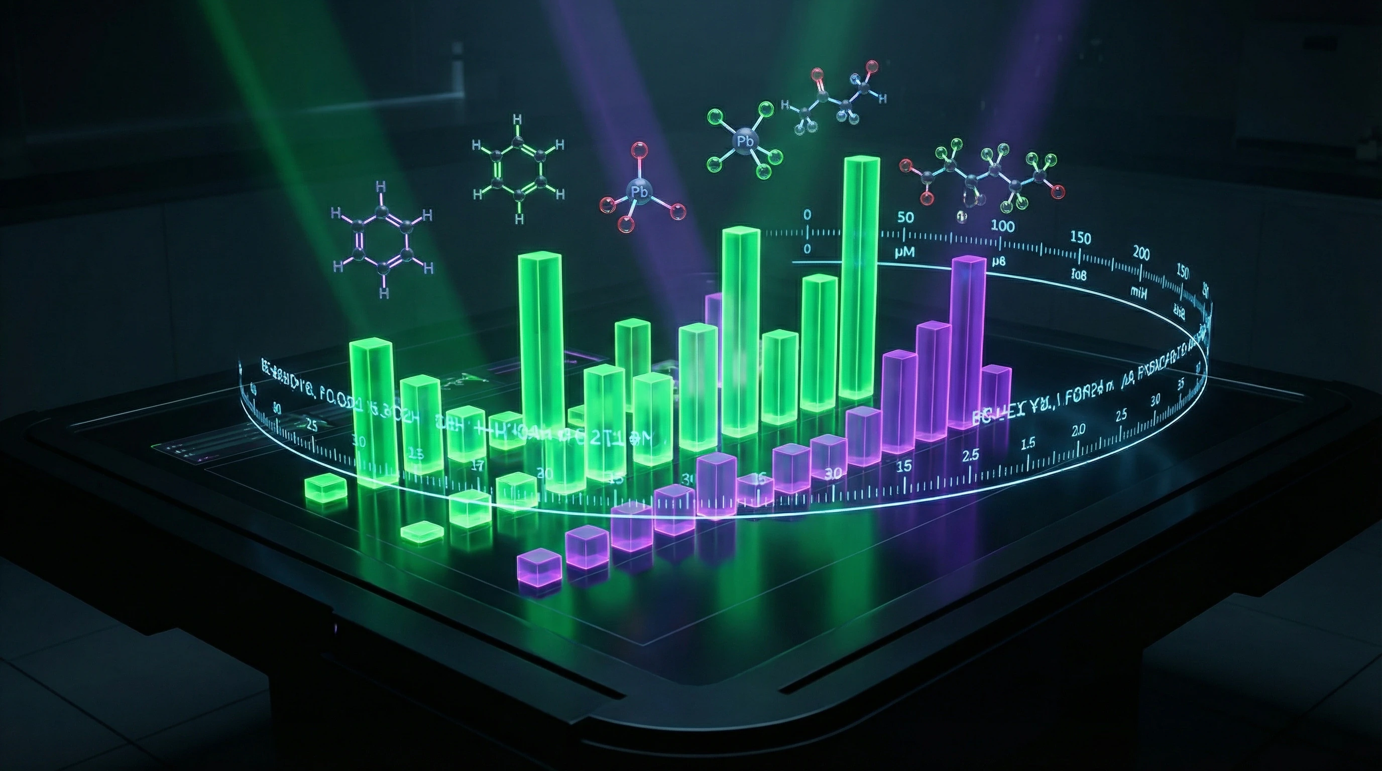 Comparative table of detection methods for various classes of water contaminants